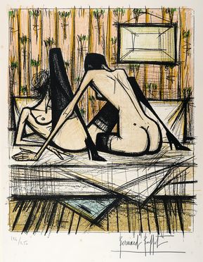  Bernard Buffet  (Parigi, 1928 - Tourtour, 1999) : Lotto di 2 litografie dalla cartella Jeux de dames.  - Auction Graphics & Books - Libreria Antiquaria Gonnelli - Casa d'Aste - Gonnelli Casa d'Aste