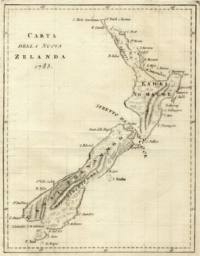  La Harpe Jean Francois : Carta della Nuova Zelanda.  Jacques Nicolas Bellin  (Parigi, 1703 - Versailles, 1772), George Anson  (1697 - 1762)  - Asta Grafica & Libri - Libreria Antiquaria Gonnelli - Casa d'Aste - Gonnelli Casa d'Aste