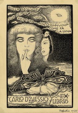  Alberto Martini  (Oderzo, 1876 - Milano, 1954) : Ex libris Carlo d'Alessio.  - Auction Graphics & Books - Libreria Antiquaria Gonnelli - Casa d'Aste - Gonnelli Casa d'Aste