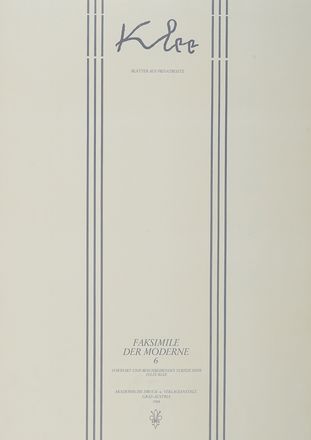  Klee Paul : Faksimile der Moderne n. 6.  - Asta Grafica & Libri - Libreria Antiquaria Gonnelli - Casa d'Aste - Gonnelli Casa d'Aste