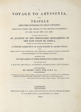  Salt Henry : A Voyage to Abyssinia, and travels into the interior of that Country...  - Asta Grafica & Libri - Libreria Antiquaria Gonnelli - Casa d'Aste - Gonnelli Casa d'Aste