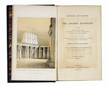  Wilkinson John Gardner : Manners and customs of the ancient Egyptians [...] Vol. I (-III).  - Asta Grafica & Libri - Libreria Antiquaria Gonnelli - Casa d'Aste - Gonnelli Casa d'Aste