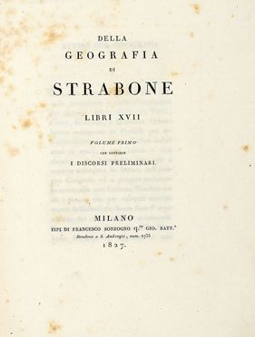  Strabo : Della Geografia [...] Libri XVII. Volume primo (-quinto).  - Asta Grafica & Libri - Libreria Antiquaria Gonnelli - Casa d'Aste - Gonnelli Casa d'Aste