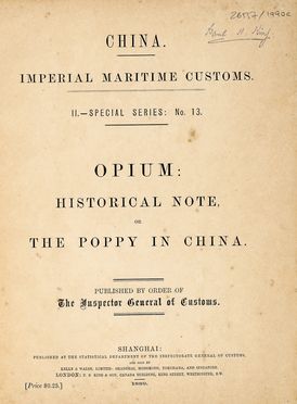  Edkins Joseph : Opium: historical note, or the poppy in China. Geografia e viaggi  - Auction Graphics & Books - Libreria Antiquaria Gonnelli - Casa d'Aste - Gonnelli Casa d'Aste