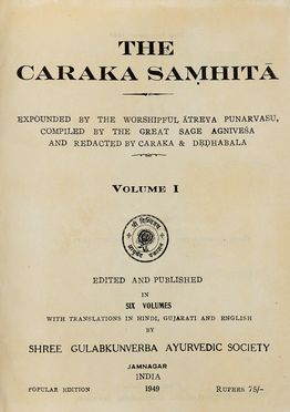  Agnivesa : The Caraka Samhita [...] Volume I (-VI).  - Asta Grafica & Libri - Libreria Antiquaria Gonnelli - Casa d'Aste - Gonnelli Casa d'Aste
