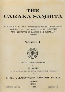  Agnivesa : The Caraka Samhita [...] Volume I (-VI).  - Asta Grafica & Libri - Libreria Antiquaria Gonnelli - Casa d'Aste - Gonnelli Casa d'Aste
