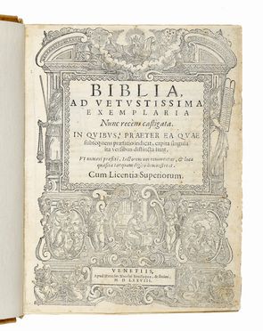 Biblia, ad vetustissima exemplaria nunc recens castigata...  - Asta Grafica & Libri - Libreria Antiquaria Gonnelli - Casa d'Aste - Gonnelli Casa d'Aste