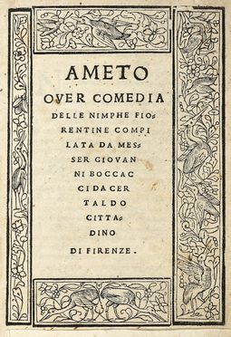  Boccaccio Giovanni : Ameto over comedia delle nimphe fiorentine...  - Asta Grafica & Libri - Libreria Antiquaria Gonnelli - Casa d'Aste - Gonnelli Casa d'Aste