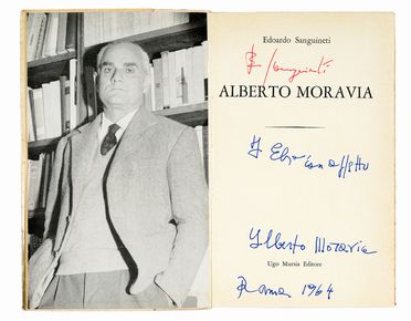  Moravia Alberto : Dedica autografa su libro di Edoardo Sanguineti dal titolo 