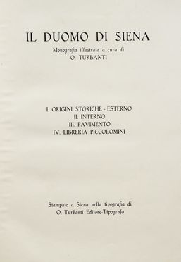  Turbanti Ottorino : Il duomo di Siena. Storia locale, Storia, Diritto e Politica  - Auction Graphics & Books - Libreria Antiquaria Gonnelli - Casa d'Aste - Gonnelli Casa d'Aste