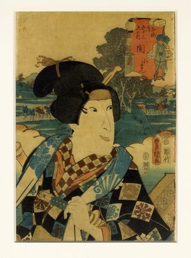  Utagawa Kunisada I (Toyokuni III)  (Edo, 1786 - 1865) : Quattro tavole da Tokaido Goju-san Tsugi no Uchi (Le cinquantatre stazioni della Tokaido).  - Auction Graphics & Books - Libreria Antiquaria Gonnelli - Casa d'Aste - Gonnelli Casa d'Aste