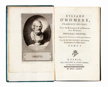  Homerus : L'Iliade [...] traduite en vers, avec des remarques & un discours sur Homre. Tome I (-III). Classici, Letteratura  Aesopus  - Auction Graphics & Books - Libreria Antiquaria Gonnelli - Casa d'Aste - Gonnelli Casa d'Aste