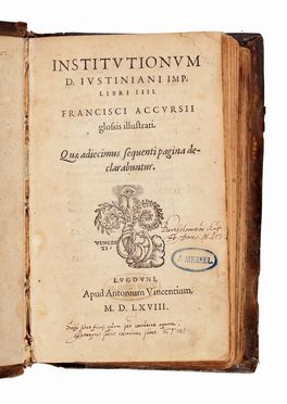 Institutionum [...] libri IV. Francisci Accursii glossis illustrati...  - Asta Grafica & Libri - Libreria Antiquaria Gonnelli - Casa d'Aste - Gonnelli Casa d'Aste