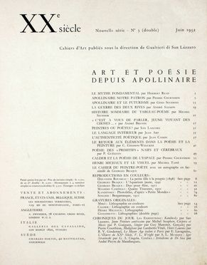 XXe siècle nouvelle série. n. 3 (double) Juin 1952.  - Asta Grafica & Libri - Libreria Antiquaria Gonnelli - Casa d'Aste - Gonnelli Casa d'Aste