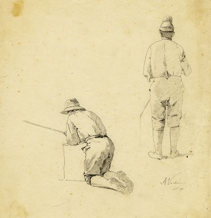  Achille Vertunni  (Napoli, 1826 - Roma, 1897) : Lotto composto di 2 disegni.  - Auction Graphics & Books - Libreria Antiquaria Gonnelli - Casa d'Aste - Gonnelli Casa d'Aste