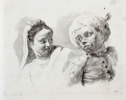  Marco Alvise Pitteri  (Venezia, 1702 - 1786) : Naturam Referens Patet Ars Sed Utrumque Magistra/Studj di pittura /già dissegnati da/Giambatista Piazzetta/ed ora con l'intaglio/di Marco Pitteri...  Francesco Bartolozzi  (Firenze, 1728 - Lisbona, 1815)  - Asta Grafica & Libri - Libreria Antiquaria Gonnelli - Casa d'Aste - Gonnelli Casa d'Aste