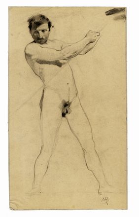  Mosè Bianchi  (Monza, 1840 - 1904) : Due nudi maschili d'accademia.  - Asta Grafica & Libri - Libreria Antiquaria Gonnelli - Casa d'Aste - Gonnelli Casa d'Aste