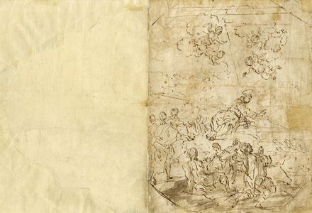  Scuola napoletana di fine XVII - inizio XVIII secolo : Sant'Antonio di Padova predica ai pesci (r). Sant'Antonio predica ai pesci dall'alto di una roccia (v).  - Asta Grafica & Libri - Libreria Antiquaria Gonnelli - Casa d'Aste - Gonnelli Casa d'Aste