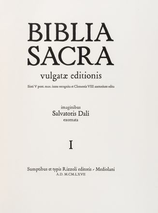  Dal Salvador : Biblia Sacra vulgatae editionis... Bibbia, Libro d'Artista, Religione, Collezionismo e Bibliografia  - Auction Graphics & Books - Libreria Antiquaria Gonnelli - Casa d'Aste - Gonnelli Casa d'Aste