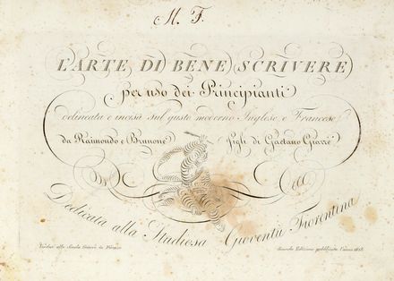  da Sulmona Raffaele : L'arte di bene scrivere per uso dei Principianti...  - Auction Graphics & Books - Libreria Antiquaria Gonnelli - Casa d'Aste - Gonnelli Casa d'Aste
