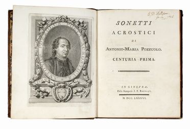  Pozzuolo Antonio Maria : Sonetti acrostici.  - Asta Grafica & Libri - Libreria Antiquaria Gonnelli - Casa d'Aste - Gonnelli Casa d'Aste