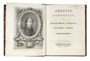  Pozzuolo Antonio Maria : Sonetti acrostici. Letteratura italiana, Poesia, Figurato, Letteratura, Letteratura, Collezionismo e Bibliografia  - Auction Graphics & Books - Libreria Antiquaria Gonnelli - Casa d'Aste - Gonnelli Casa d'Aste