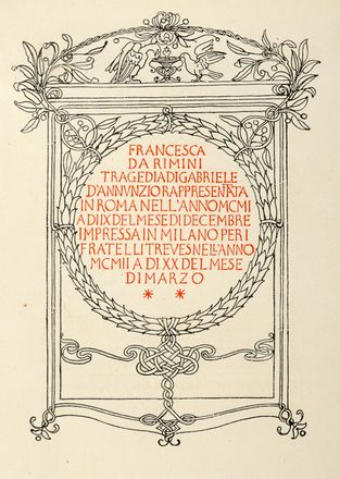  D'Annunzio Gabriele : Francesca da Rimini.  - Asta Grafica & Libri - Libreria Antiquaria Gonnelli - Casa d'Aste - Gonnelli Casa d'Aste