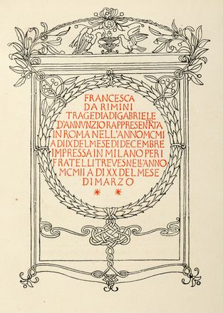  D'Annunzio Gabriele : Francesca da Rimini.  - Auction Graphics & Books - Libreria Antiquaria Gonnelli - Casa d'Aste - Gonnelli Casa d'Aste