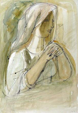  Stanis Dessy  (Arzana, 1900 - Sassari, 1986) : Donna in preghiera.  - Auction Graphics & Books - Libreria Antiquaria Gonnelli - Casa d'Aste - Gonnelli Casa d'Aste