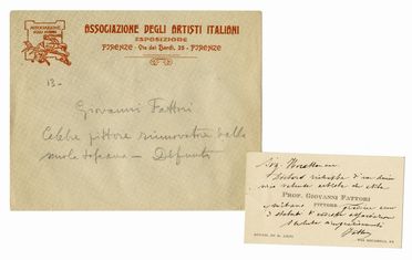 Collection of about 145 letters, cards, autograph postcards (or with autograph signature) of Italian and foreign artists sent to the Association of Italian Artists of Florence. Arte  - Auction Graphics & Books - Libreria Antiquaria Gonnelli - Casa d'Aste - Gonnelli Casa d'Aste