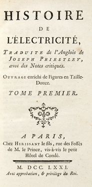 Priestley Joseph : Histoire de l'�lectricit�... Tome premier (-troisieme).  - Asta Grafica & Libri - Libreria Antiquaria Gonnelli - Casa d'Aste - Gonnelli Casa d'Aste