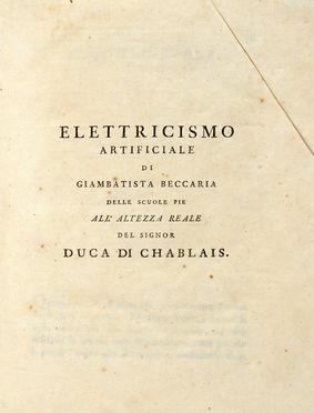  Beccaria Giambattista : Elettricismo artificiale. Illuminismo, Elettricit�, Storia, Diritto e Politica, Scienze tecniche e matematiche  - Auction Graphics & Books - Libreria Antiquaria Gonnelli - Casa d'Aste - Gonnelli Casa d'Aste