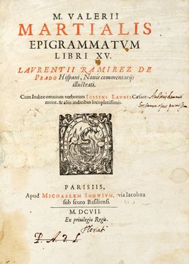  Martialis Marcus Valerio : Epigrammatum libri XV.  - Asta Grafica & Libri - Libreria Antiquaria Gonnelli - Casa d'Aste - Gonnelli Casa d'Aste