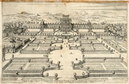  Matthus Greuter  (Strasburgo, 1564 - Roma, 1638) : Disegno et sito del sontuoso giardino et palazzo del Ser. Gran Duca di Toscana in Roma / Villa de l'Ecc.mo S.re Principe Panfilio fuora de la Porta di S. Pancratio.  Gottfried de Scaichi  (attivo 1621-1646, )  - Asta Grafica & Libri - Libreria Antiquaria Gonnelli - Casa d'Aste - Gonnelli Casa d'Aste