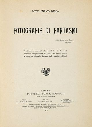  Imoda Enrico : Fotografie di fantasmi. Occultismo, Letteratura italiana  - Auction Graphics & Books - Libreria Antiquaria Gonnelli - Casa d'Aste - Gonnelli Casa d'Aste