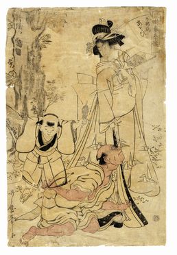  Kitagawa Utamaro  (Edo, 1753 - 1806) : Uomo inginocchiato ai piedi di una bijin.  - Auction Graphics & Books - Libreria Antiquaria Gonnelli - Casa d'Aste - Gonnelli Casa d'Aste