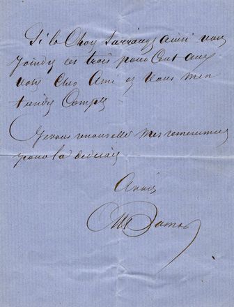  Dumas Alexandre (pre) : Lettera autografa firmata.  - Asta Grafica & Libri - Libreria Antiquaria Gonnelli - Casa d'Aste - Gonnelli Casa d'Aste
