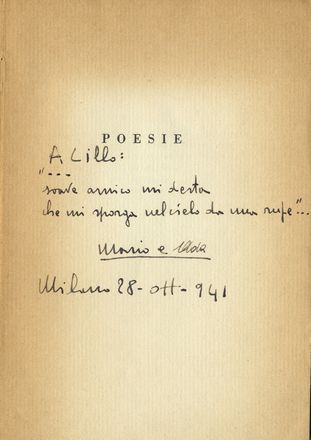  Quasimodo Salvatore : Dedica autografa all'amico scrittore Luigi Santucci sulla prima edizione dell'opera di Quasimodo ?Poesiè (Edizioni Primi Piani 1938). Letteratura italiana, Letteratura  - Auction Graphics & Books - Libreria Antiquaria Gonnelli - Casa d'Aste - Gonnelli Casa d'Aste