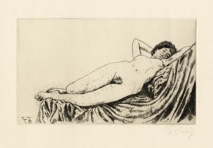  Fritz Zalisz  (Gera, 1893 - Holzhausen, 1971) : Nudo femminile disteso.  - Auction Graphics & Books - Libreria Antiquaria Gonnelli - Casa d'Aste - Gonnelli Casa d'Aste