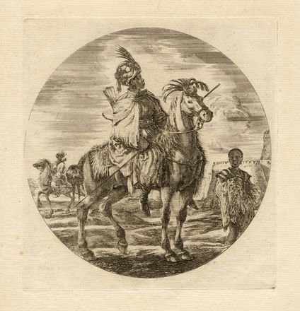  Stefano Della Bella  (Firenze, 1610 - 1664) : Cavaliere moro in marcia verso destra / Cavaliere ungherese con il cavallo volto a sinistra.  - Auction Graphics & Books - Libreria Antiquaria Gonnelli - Casa d'Aste - Gonnelli Casa d'Aste