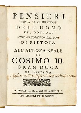  Dal Pino Antonio Domenico : Pensieri sopra la generazione dell'uomo... Medicina, Ostetricia, Medicina  Francois Mauriceau  - Auction Graphics & Books - Libreria Antiquaria Gonnelli - Casa d'Aste - Gonnelli Casa d'Aste