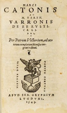  Cato Marcus Porcius : De re rustica libri... Letteratura classica, Neolatini, Letteratura, Letteratura  Rutilius Taurus Aemilianus Palladius, Marcus Terentius Varro, Pseudo-Longino, Aristoteles, Agostino Dati  (1420 - 1478)  - Auction Graphics & Books - Libreria Antiquaria Gonnelli - Casa d'Aste - Gonnelli Casa d'Aste