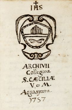 [...] Collegiata / S. Ceciliae / V. et M. Aquasparta / 1757 Religione  - Auction Graphics & Books - Libreria Antiquaria Gonnelli - Casa d'Aste - Gonnelli Casa d'Aste