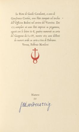  Cavalcanti Guido : Le Rime.  - Asta Grafica & Libri - Libreria Antiquaria Gonnelli - Casa d'Aste - Gonnelli Casa d'Aste