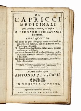  Fioravanti Leonardo : De' capricci medicinali...  - Asta Grafica & Libri - Libreria Antiquaria Gonnelli - Casa d'Aste - Gonnelli Casa d'Aste