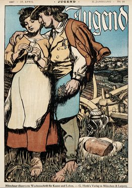  Hans Rossmann  (Vohenstrauß/Oberpfalz, 1868 - München, 1915) : Bozzetto originale per la copertina di Jugend, 17 aprile.  - Asta Grafica & Libri - Libreria Antiquaria Gonnelli - Casa d'Aste - Gonnelli Casa d'Aste