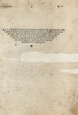  Petrarca Francesco : Li Sonetti canzone e triumphi del Petrarcha...  - Asta Grafica & Libri - Libreria Antiquaria Gonnelli - Casa d'Aste - Gonnelli Casa d'Aste
