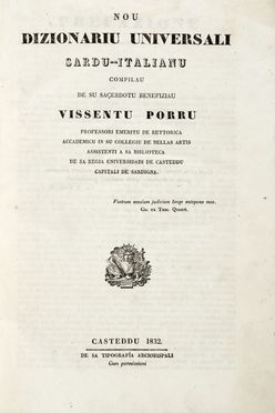  Porru Vincenzo : Nou dizionariu universali sardu-italianu.  - Asta Grafica & Libri - Libreria Antiquaria Gonnelli - Casa d'Aste - Gonnelli Casa d'Aste