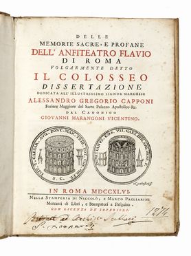  Ficoroni Francesco (de) : Le Vestigia, e rarit� di Roma antica ricercate... Libro primo (-secondo).  - Asta Grafica & Libri - Libreria Antiquaria Gonnelli - Casa d'Aste - Gonnelli Casa d'Aste