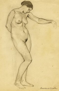  Benvenuto Disertori  (Trento, 1887 - Milano, 1969) : Nudo femminile.  - Asta Grafica & Libri - Libreria Antiquaria Gonnelli - Casa d'Aste - Gonnelli Casa d'Aste